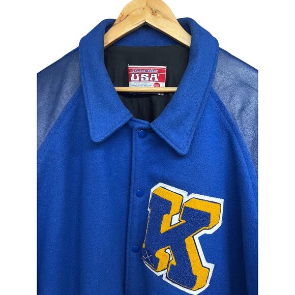 NEFF Mens Vintage Varsity Letterman Snap Front Jacket 2XL Blue Wool Pockets USA - Picture 5 of 8